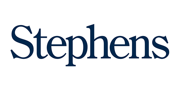 Stephens Logo blue text on white background
