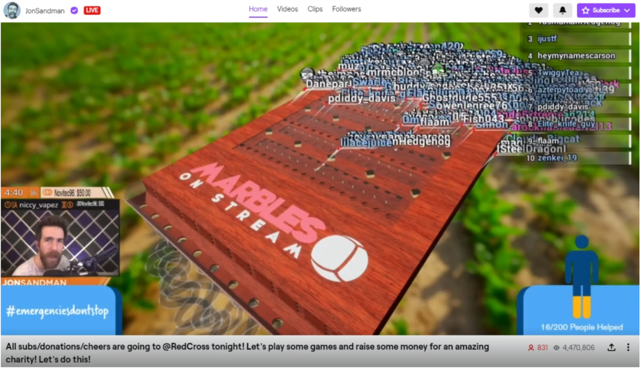 Young man live streaming on Tiltify